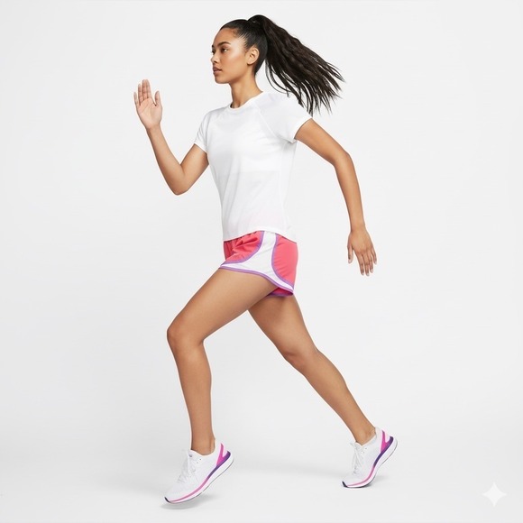 Nike Pants - Nike Womens Size Medium Dri-FIT Running Shorts Pink White Purple Athletic Gym